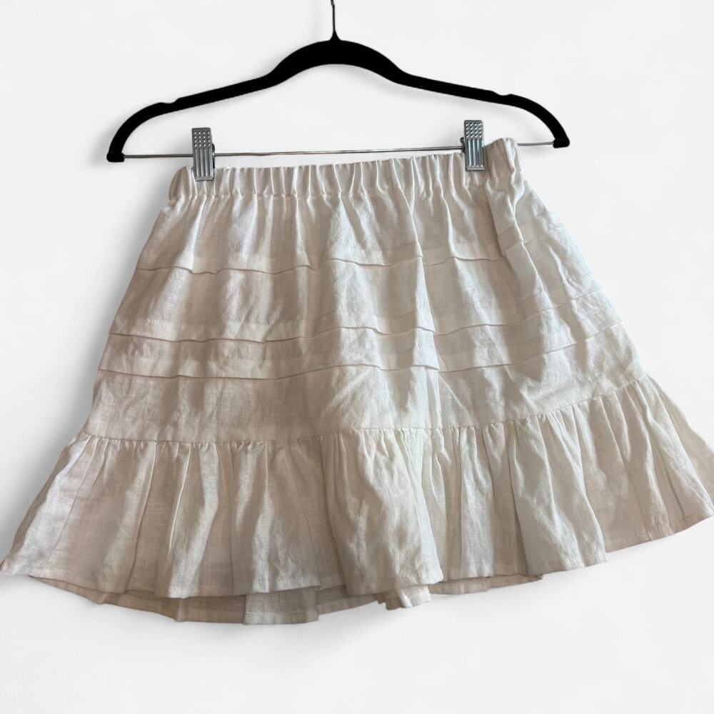 Rouri white linen mini skirt